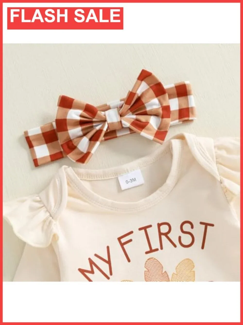 Baby Girl Thanksgiving Outfit Ruffle Romper Shorts Headband Socks Set